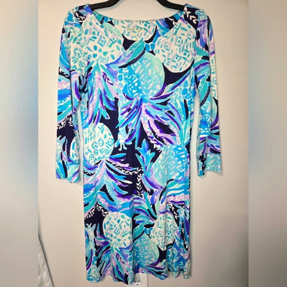 Lilly Pulitzer 🍍 HOLLEE DRESS🍍 Bright Navy Alotta Colada Dress size S